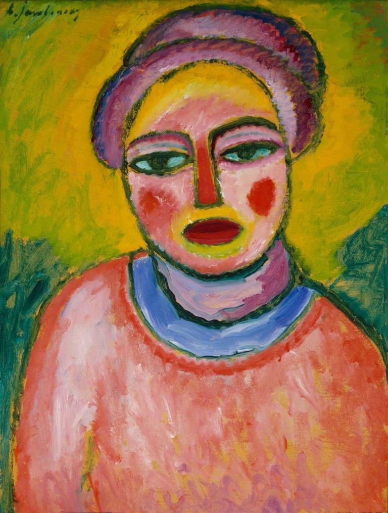 Spring,Frühling,Alexej von Jawlensky,Ölgemälde,Ölgemälde, Solo, Gesichtsbemalung, Clown, 1Junge