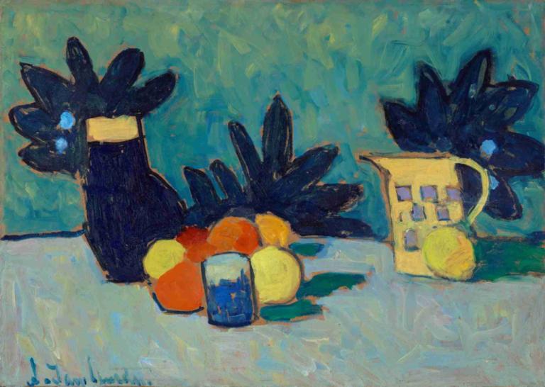 Still Life with Fruit,Bodegón con fruta,Alexej von Jawlensky,Pintura al óleo,Pintura al óleo, no humanos