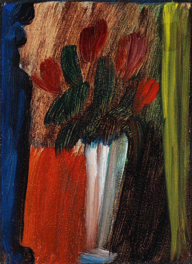 Stillleben (Blumen in weißer Vase),정물화(흰색 꽃병에 담긴 꽃),Alexej von Jawlensky,알렉세이 폰 자울렌스키,오일 페인팅,오일 페인팅, 전통 미디어