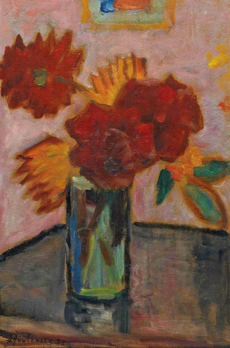 Stillleben (Still Life With Flowers),《靜物與花》,Alexej von Jawlensky,阿列克謝·馮·喬倫斯基,油畫,油畫, 傳統媒體, 花, 沒有人類, 繪畫（中）