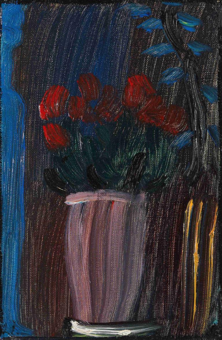 Stillleben; Alpenveilchen Erblühen,Asetelma; syklaami kukassa,Alexej von Jawlensky,Öljymaalaus,Öljymaalaus