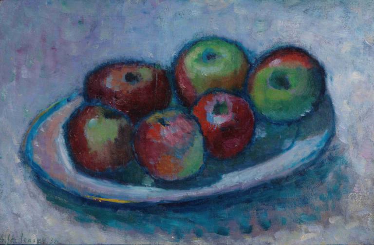 Teller Mit Äpfeln (Äpfelstillleben),Alexej von Jawlensky,Oil Painting,Oil Painting, no humans, food, fruit