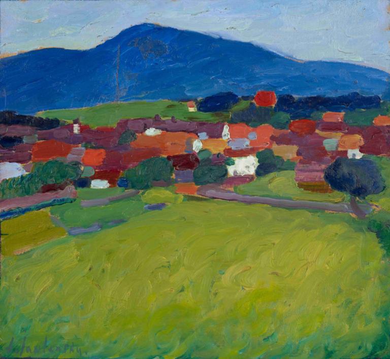 The Village Of Murnau,Het dorp Murnau,Alexej von Jawlensky,Olieverf,Olieverf, buitenshuis, landschap