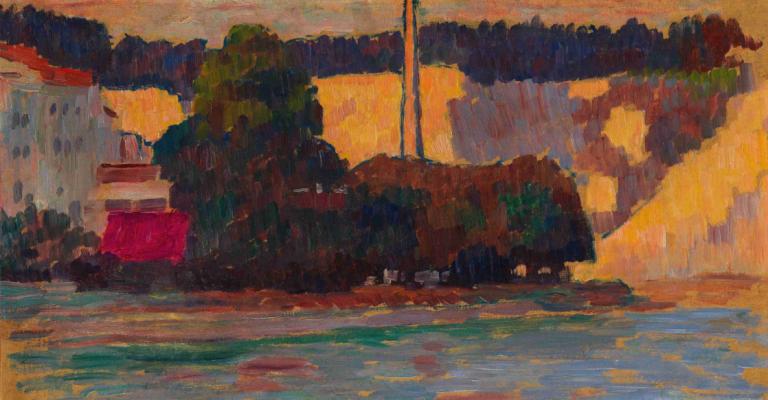 Wasserburg,Alexej von Jawlensky,Oljemålning,Oljemålning, inga människor, utomhus, landskap, vatten