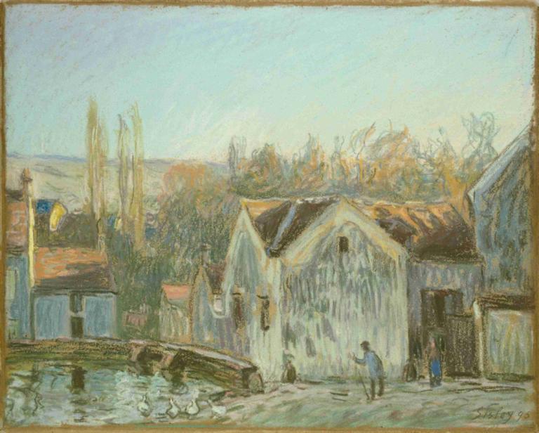 A Corner of Moret-sur-Loing,Alfred Sisley,Oil Painting,Oil Painting, traditional media, outdoors, scenery