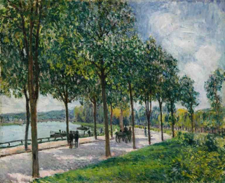 Allée of Chestnut Trees,Alfred Sisley,Oil Painting,Oil Painting, outdoors, scenery, no humans, tree