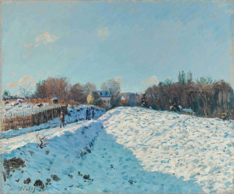 Effet De Neige À Louveciennes,Snöeffekt i Louveciennes,Alfred Sisley,Oljemålning,Oljemålning, utomhus, snö