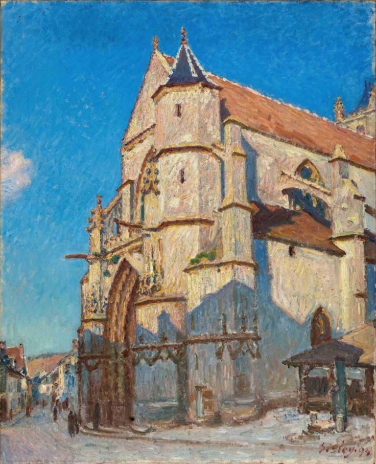 L'Eglise de Moret (le soir),Moret kyrka (kväll),Alfred Sisley,Oljemålning,Oljemålning, landskap, himmel