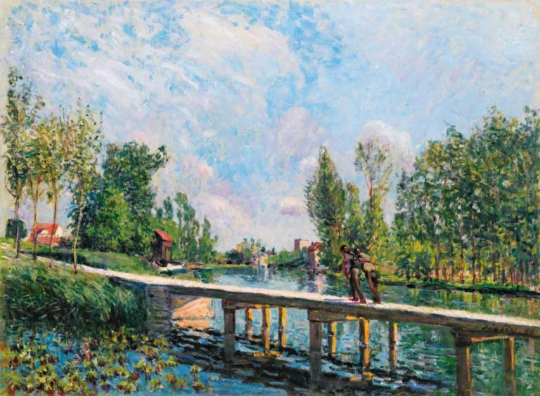 La Passerelle – Chemin De Halage Du Canal Du Loing,Passerellen – Canal Du Loing trekkvei,Alfred Sisley