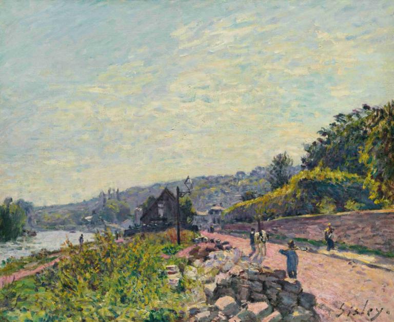 La Seine Au Bas-Meudon,Seine vid Bas-Meudon,Alfred Sisley,Oljemålning,Oljemålning, utomhus, landskap, träd