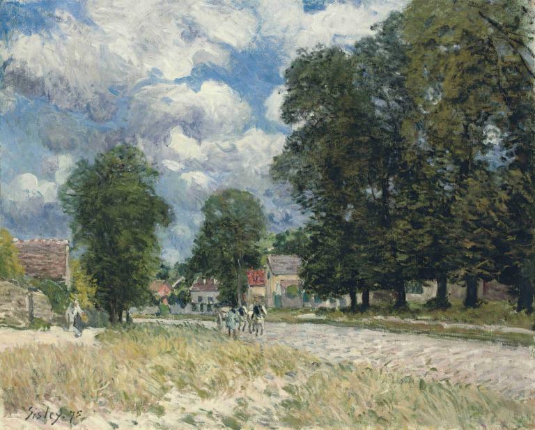 La route de Marly-le-Roi,La carretera de Marly-le-Roi,Alfred Sisley,Pintura al óleo,Pintura al óleo, árbol