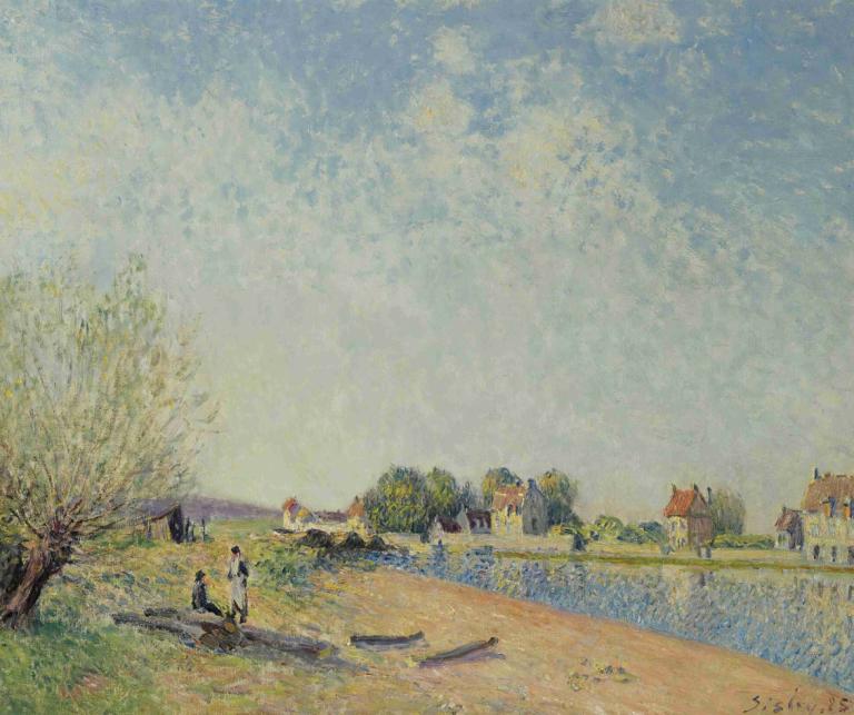 Le Canal Du Loing À Saint-Mammès,Kanal Loing di Saint-Mammès,Alfred Sisley,Lukisan cat minyak