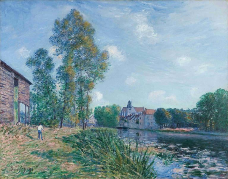 Le Loing À Moret, En Été,Loing vid Moret på sommaren,Alfred Sisley,Oljemålning,Oljemålning, utomhus, landskap