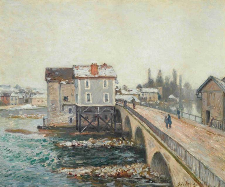 Le Pont De Moret Et Les Moulins - Effet D'hiver,Le Pont De Moret Et Les Moulins - Vintereffekt,Alfred Sisley