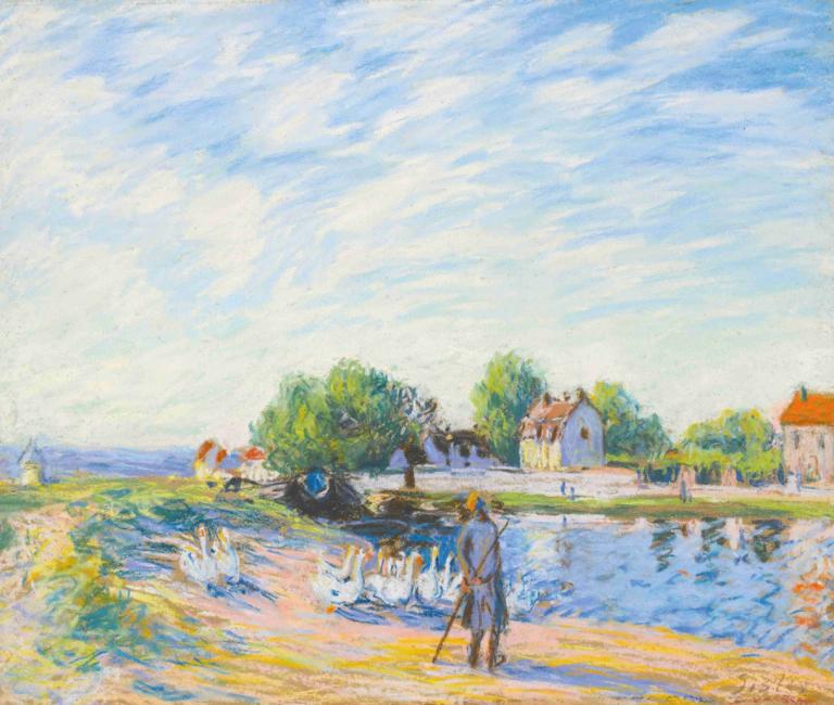 Les Oies À Saint-Mammès,Gässen i Saint-Mammès,Alfred Sisley,Oljemålning,Oljemålning, utomhus