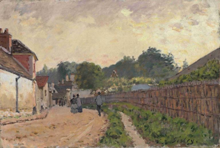 Marly-le-Roi,Alfred Sisley,Oil Painting,Oil Painting, outdoors, scenery, tree, multiple boys