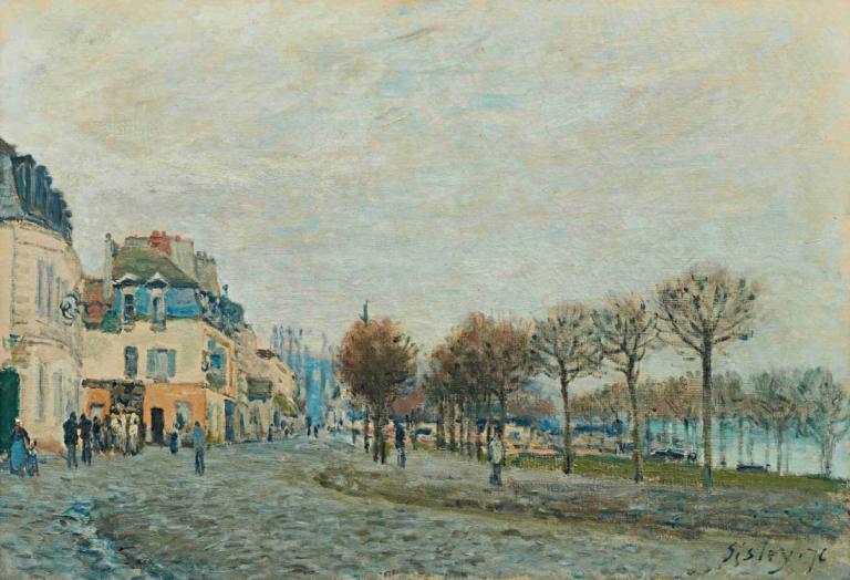 Port-Marly avant l’inondation,Port-Marly vor der Flut,Alfred Sisley,Ölgemälde,Ölgemälde, Baum, draußen