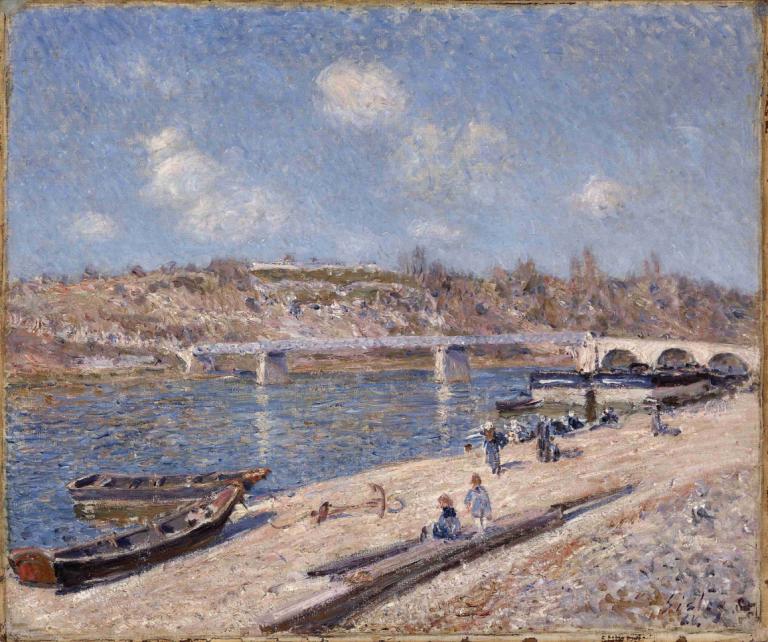 The Beach at Saint-Mammès,Stranden i Saint-Mammès,Alfred Sisley,Oljemålning,Oljemålning, vattenskotrar