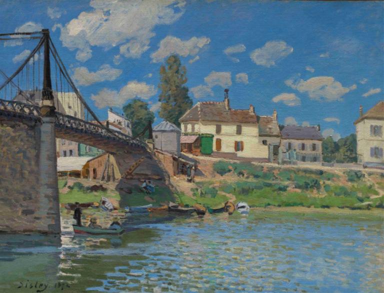 The Bridge at Villeneuve-la-Garenne,Bron vid Villeneuve-la-Garenne,Alfred Sisley,Oljemålning,Oljemålning