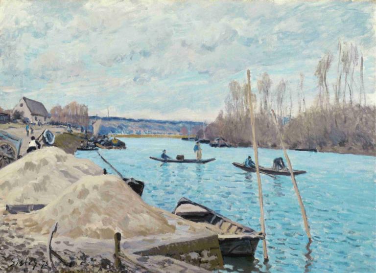 The Seine at Port-Marly, Piles of Sand,แม่น้ําเซนที่ท่าเรือมาร์ลีย์ ทรายกองใหญ่,Alfred Sisley,อัลเฟรด ซีสลีย์