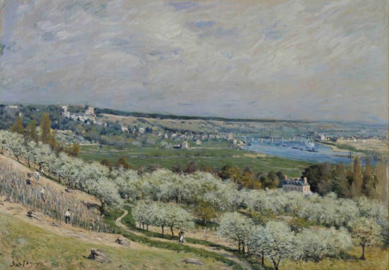 The Terrace at Saint-Germain, Spring,Terrassen vid Saint-Germain, vår,Alfred Sisley,Oljemålning,Oljemålning