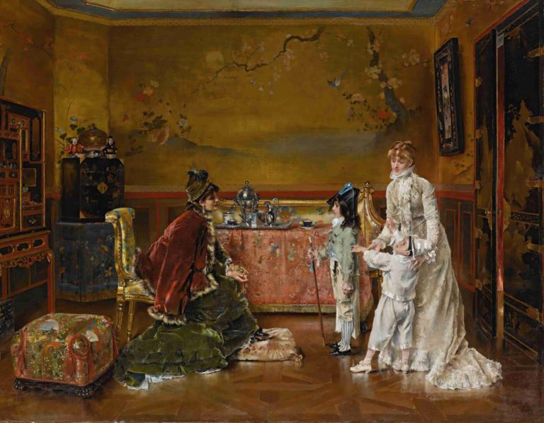 Ready for the fancy dress ball,Alfred Stevens,Oil Painting,Oil Painting, fine art parody, dress