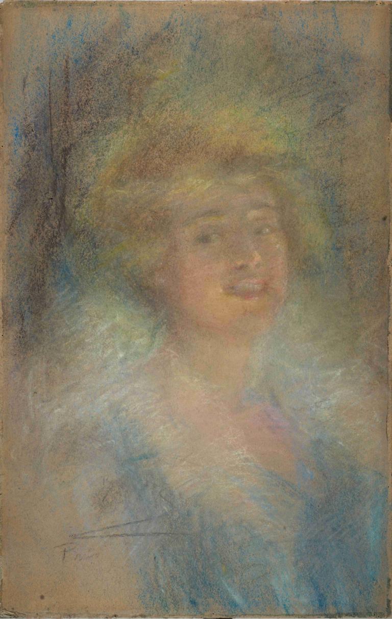 A Delightful Evening,Alice Pike Barney,Oil Painting,Oil Painting, solo, 1girl, blonde hair, upper body