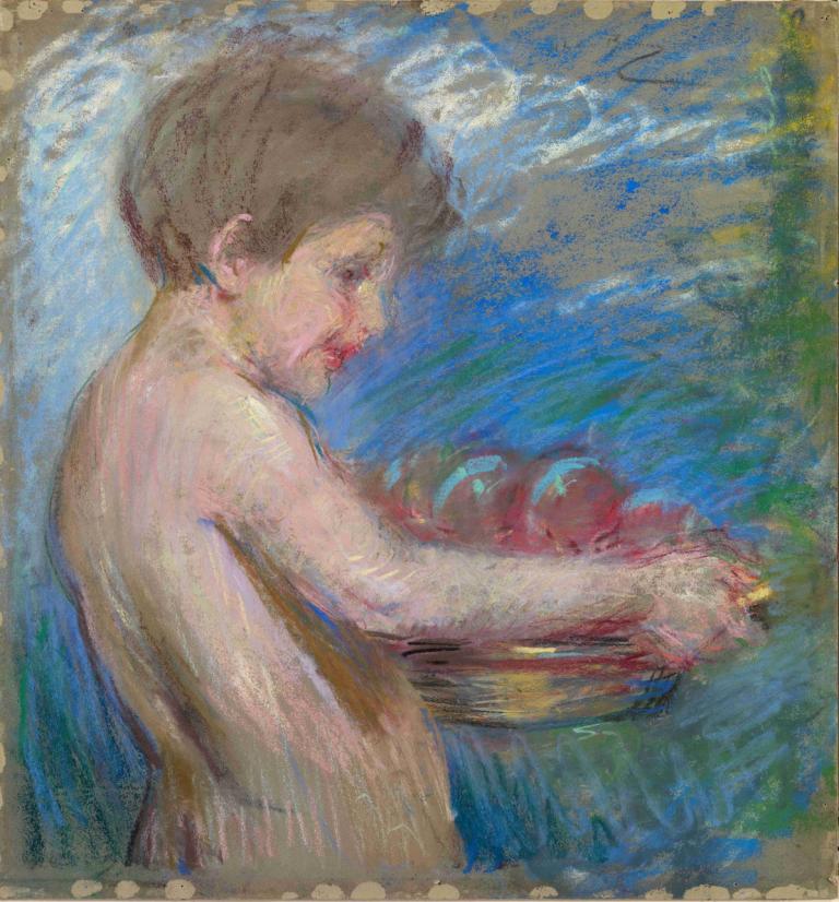 Child with Fruit,Barn med frukt,Alice Pike Barney,Oljemålning,Oljemålning, solo, manligt fokus, 1 pojke