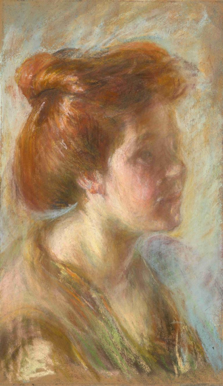 Girl with Titian Hair,Flicka med Titianhår,Alice Pike Barney,Oljemålning,Oljemålning, solo, profil