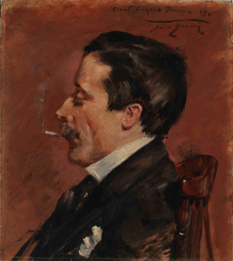 Man with Cigarette,Man met sigaret,Alice Pike Barney,Alice Snoek Barney,Olieverf,Olieverf, 1 jongen