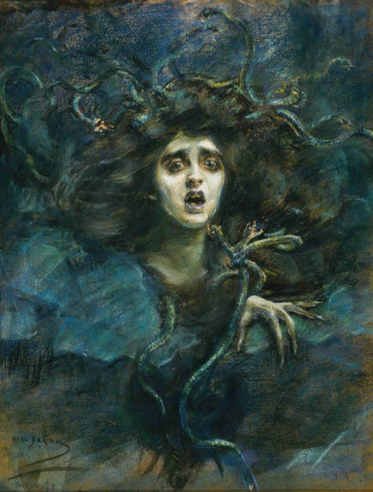 Medusa (Laura Dreyfus Barney),메두사(로라 드레퓌스 바니),Alice Pike Barney,앨리스 파이크 바니,오일 페인팅,오일 페인팅, 여자 1명, 독주, 전통 미디어