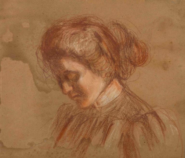 Red Crayon Study,Исследование красного мелка,Alice Pike Barney,Элис Пайк Барни,Цветной эскиз,Цветной эскиз