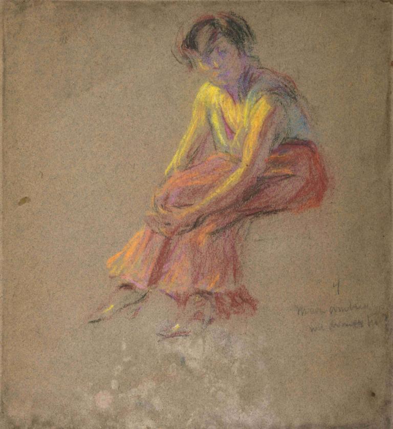 Seated Woman,Sitzende Frau,Alice Pike Barney,Ölgemälde,Ölgemälde, Solo, 1Junge, männlicher Fokus, Sitzung