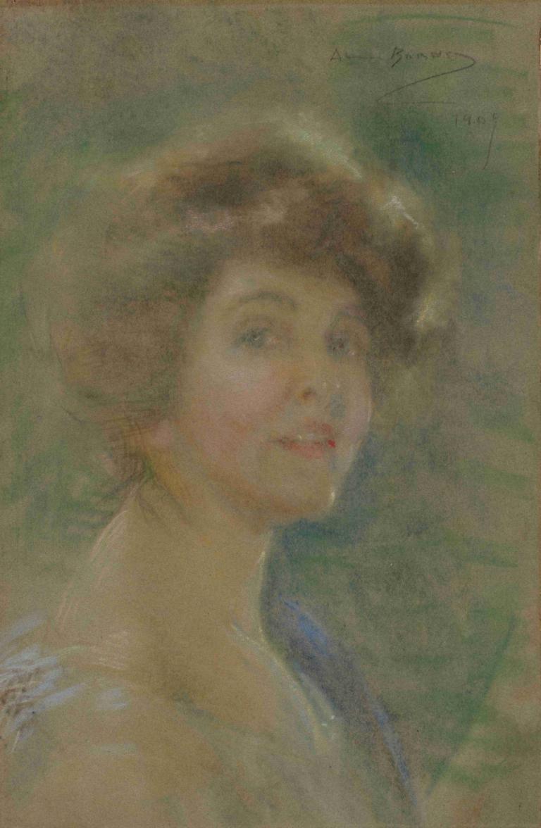 Self Portrait,Selbstporträt,Alice Pike Barney,Ölgemälde,Ölgemälde, Solo, 1Mädchen, braune Haare