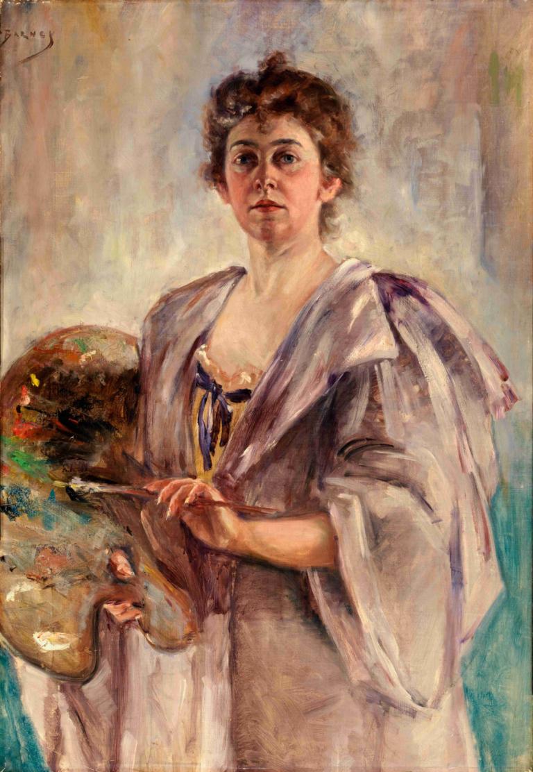 Self Portrait in Painting Robe,Selbstporträt im Malermantel,Alice Pike Barney,Ölgemälde,Ölgemälde, Solo