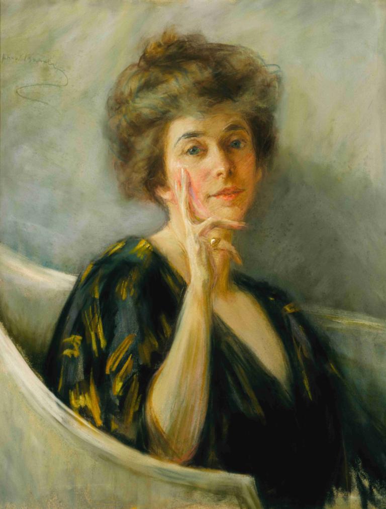 Self-Portrait in Repose,Selbstporträt in Pose,Alice Pike Barney,Ölgemälde,Ölgemälde, Solo, 1Mädchen