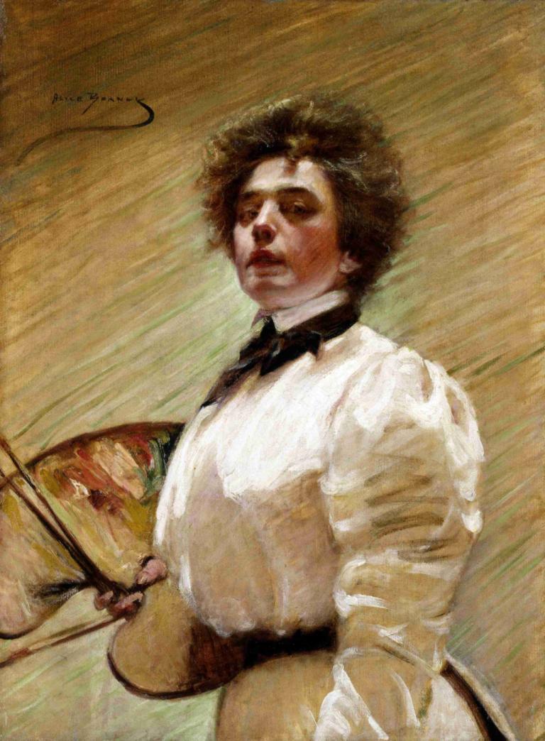 Self-Portrait with Palette,Selbstporträt mit Palette,Alice Pike Barney,Ölgemälde,Ölgemälde, Kunstparodie