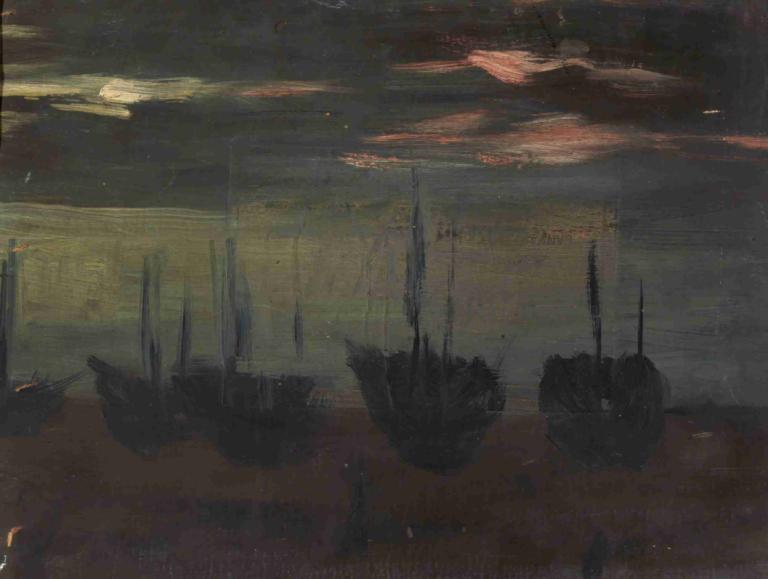 Ships in Moonlight,Schiffe im Mondlicht,Alice Pike Barney,Ölgemälde,Ölgemälde, keine Menschen, Landschaft