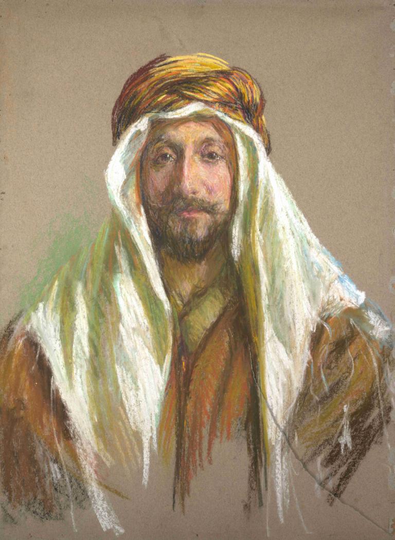 The Sheik,Shejken,Alice Pike Barney,Oljemålning,Oljemålning, solo, 1 pojke, manligt fokus, ansiktshår, skägg