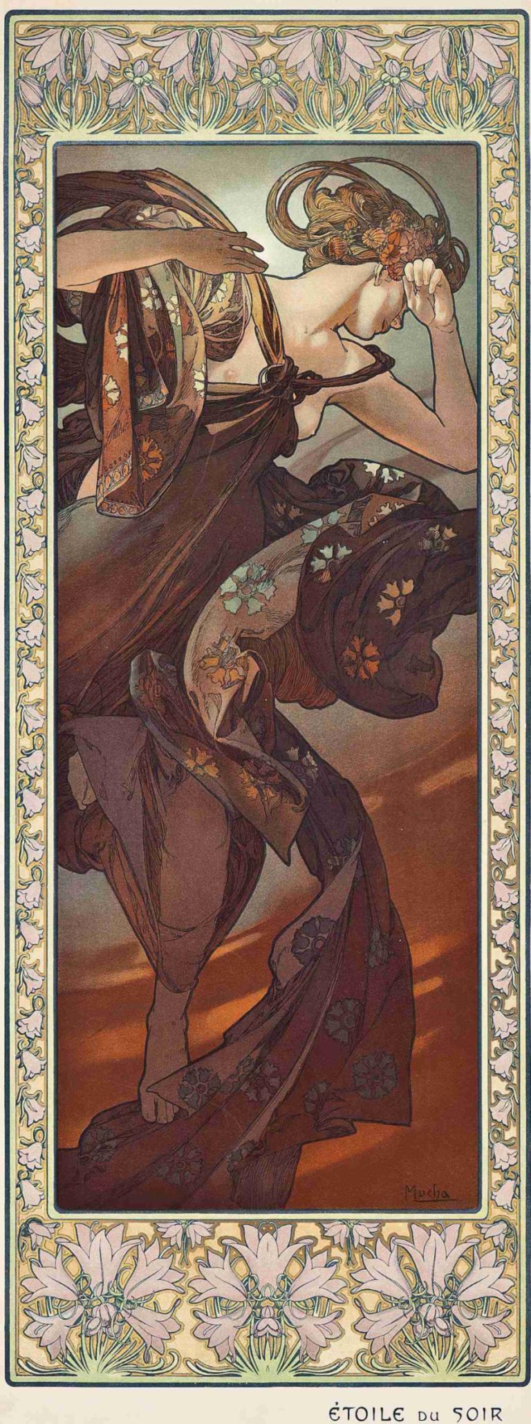 Étoile Du Soir,Evening Star,Alphonse Mucha,Alfons Mucha,Ilustracja,Ilustracja, 1chłopiec, solo, kwiat, tarota