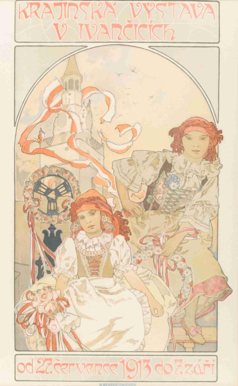 Krajinská výstava v Ivancicích,Mostra sul paesaggio a Ivancice,Alphonse Mucha,Illustrazione,Illustrazione