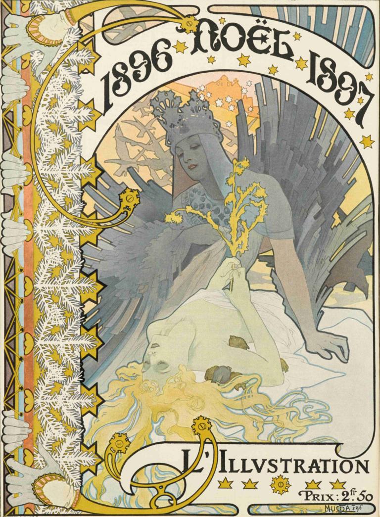 L'Illistration 1896 Noel,ภาพประกอบจาก L พ.ศ. 1896,Alphonse Mucha,อาฟอนเซ่ มูชา,ภาพประกอบ,ภาพประกอบ, ไพ่ทาโร่