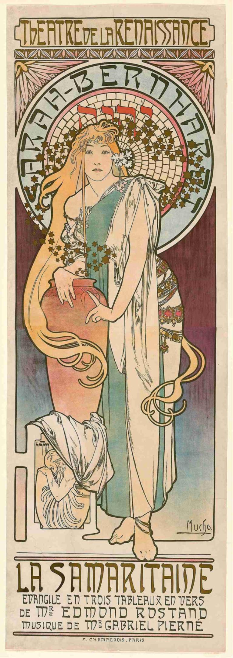 La Samaritaine,Alphonse Mucha,Ilustracija,Ilustracija, art nouveau, dolgi lasje, blond lasje, tarot, solo