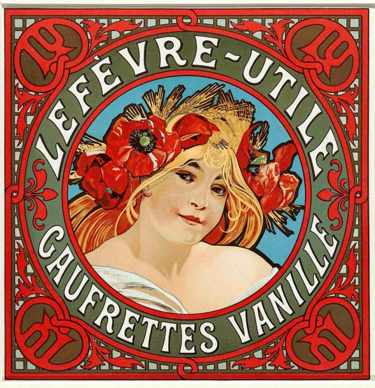 Lefèvre - Utile Gaufrettes Vanille,Lefèvre - Γκοφρέτες βανίλιας Utile,Alphonse Mucha,Εικονογράφηση