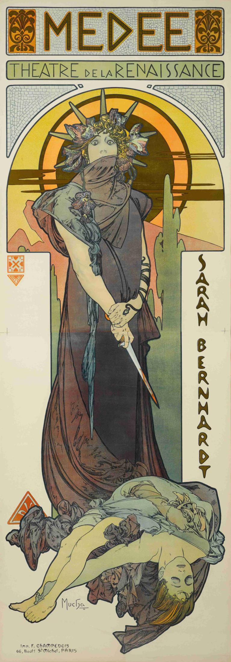 Medee,Alphonse Mucha,Εικονογράφηση,Εικονογράφηση, παρωδία καλών τεχνών, παρωδία, ξυπόλυτος, μαχαίρι, όπλο