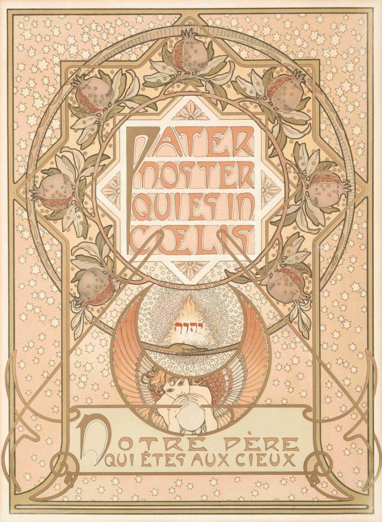 Pater Noster,페이터 노스터,Alphonse Mucha,알폰스 무하,일러스트레이션,일러스트레이션, 아르누보, 꽃, 영어 텍스트, 타로