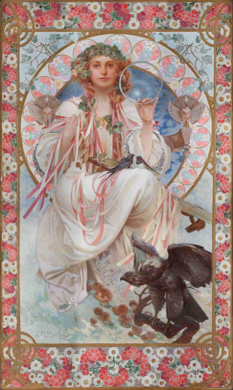 Portrait Of Josephine Crane-Bradley As Slavia,슬라비아 역의 조세핀 크레인-브래들리의 초상화,Alphonse Mucha,알폰스 무하,일러스트레이션,일러스트레이션