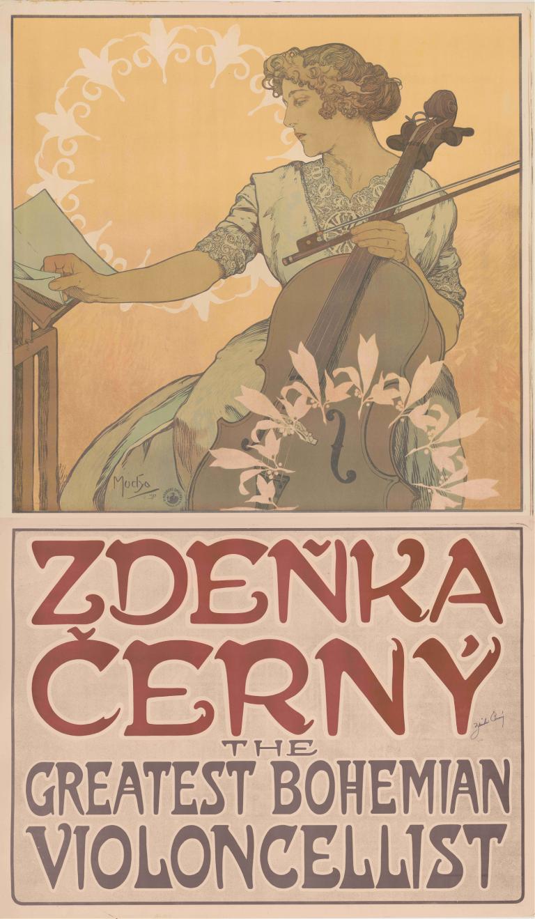 Zdeňka Černý The greatest Bohemian violoncellist,Zdeňka Černý Największy czeski wiolonczelista,Alphonse Mucha