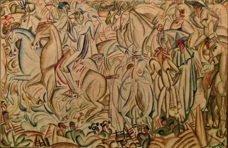 Before the Bullfight,Antes de la corrida,Amadeo de Souza-Cardoso,Pintura al óleo,Pintura al óleo