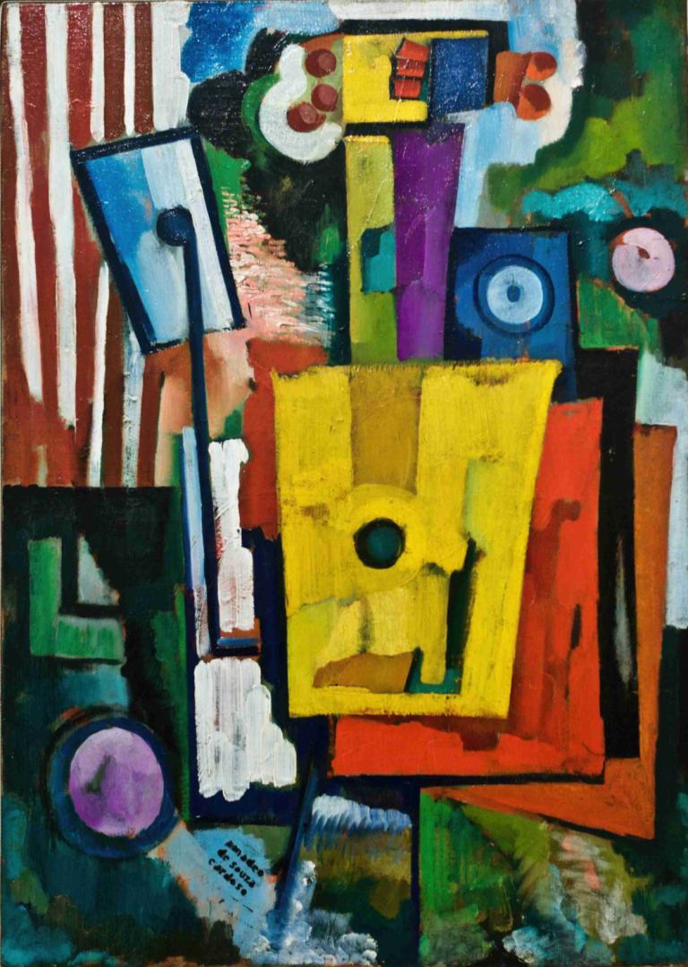 Instrument's Life,Amadeo de Souza-Cardoso,Oil Painting,Oil Painting, abstract, no humans, surreal